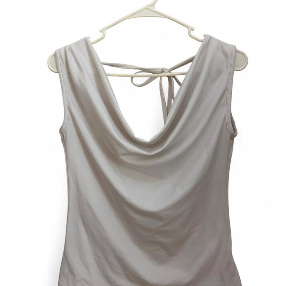 White Cowl Neck Top with Half Open Back and Back Tie